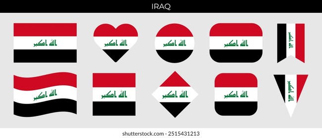 Flag of Iraq. Icon set vector illustration. Design template	