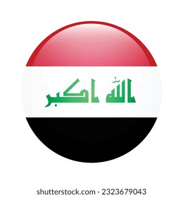 The flag of Iraq. Flag icon. Standard color. Circle icon flag. 3d illustration. Computer illustration. Digital illustration. Vector illustration.