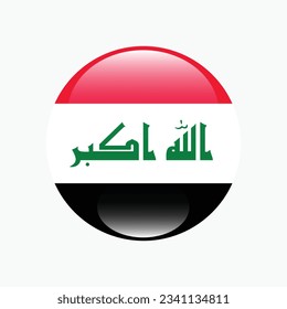 La bandera de Iraq. Icono de marca. Color estándar. Indicador de icono de círculo. 3 quinquies ilustración. Ilustración del equipo. Ilustración digital. Ilustración vectorial.