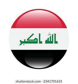 La bandera de Iraq. Icono de marca. Color estándar. Indicador de icono de círculo. 3 quinquies ilustración. Ilustración del equipo. Ilustración digital. Ilustración vectorial.