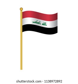 Flag of Iraq ,Iraq flag official colors and proportion correctly, Iraq flag waving isolated Vector illustration eps10.