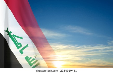 Flag of Iraq on background of sky. EPS10 vector