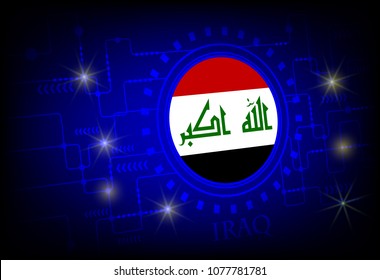 Flag of Iraq on a background of technology.