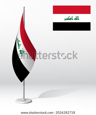 flag of IRAQ on flagpole for registration of solemn event, meeting foreign guests. National independence day of IRAQ. Realistic 3D vector on white Stock foto © 