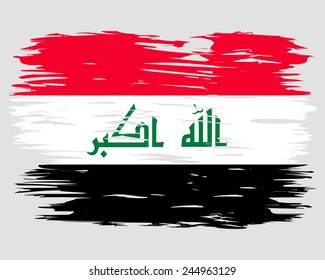 The flag of Iraq. Painted brush colored inks. Symbol Independence Day National Patriotic Travel Country Background Grunge Paint Stock Vector Icon Logo Picture Image Illustration Political
