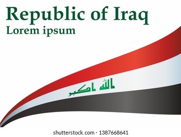 Flag of Iraq, Republic of Iraq. Template for award design, an official document with the flag of Iraq. Bright, colorful vector illustration.