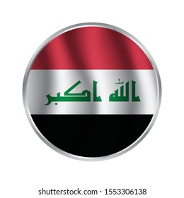 Flag of Iraq as round glossy icon. Vector illustration Iraq flag icon isolated on white background.