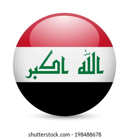 Flag of Iraq as round glossy icon. Button with Iraqi flag