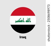 Flag of Iraq. Round Flag of Iraq. Vector Illustration.