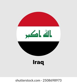 Bandera de Irak. Bandera redonda de Irak. Ilustración vectorial.