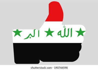 The flag of Iraq in a Thumbs Up Icon