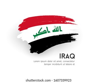 Flag of iraq vector brush stroke design isolated on white background, illustration