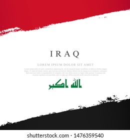 Flag of Iraq. Vector illustration on a white background. Brush strokes are drawn by hand. Independence Day.