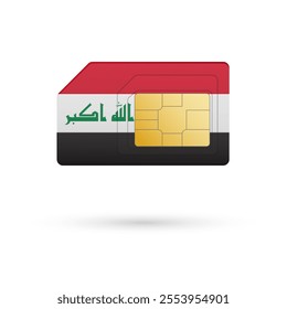 Flag of Iraq. Vector illustration of SIM Card with flag on white background