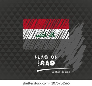 Flag of Iraq, vector pen illustration on black background
