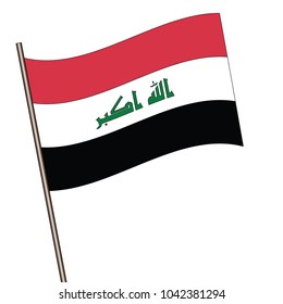 Bandera del Iraq, bandera del Iraq ondeando ilustración vectorial aislada