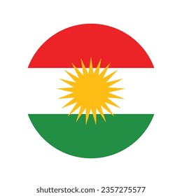 Flag of Iraqi Kurdistan. Button flag icon. Standard color. Circle icon flag. 3d illustration. Computer illustration. Digital illustration. Vector illustration.