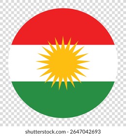 Bandeira do Curdistão iraquiano. Curdistão iraquiano círculo bandeira logotipo ícone computador vetor ilustração projeto. Fundo de tabuleiro de xadrez transparente.