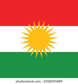 Flag of Iraqi Kurdistan. Flag icon. Standard color. A square flag. Computer illustration. Digital illustration. Vector illustration.