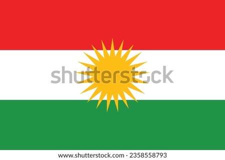 Flag of Iraqi Kurdistan. Flag icon. Standard color. Standard size. A rectangular flag. Computer illustration. Digital illustration. Vector illustration. [[stock_photo]] © 