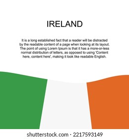 Flag of Ireland for banner in square white background. Ireland flag with space for text. Ireland square banner with flag . vector illustration eps10