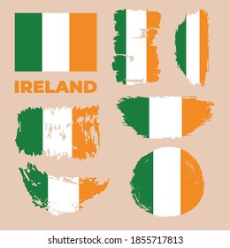 Bandera de Irlanda, fondo del pincel. Ilustración del vector