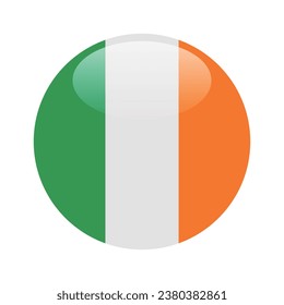 La bandera de Irlanda. Icono de indicador de botón. Color estándar. Indicador de icono de círculo. 3 quinquies ilustración. Ilustración del equipo. Ilustración digital. Ilustración vectorial.