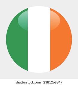 La bandera de Irlanda. Icono de indicador de botón. Color estándar. Indicador de icono de círculo. 3 quinquies ilustración. Ilustración del equipo. Ilustración digital. Ilustración vectorial.