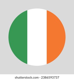 The flag of Ireland. Button flag icon. Standard color. Circle icon flag. Computer illustration. Digital illustration. Vector illustration.