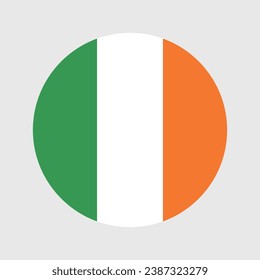 The flag of Ireland. Button flag icon. Standard color. Circle icon flag. Computer illustration. Digital illustration. Vector illustration.