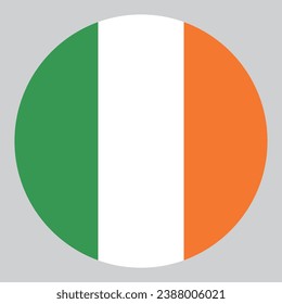 The flag of Ireland. Button flag icon. Standard color. Circle icon flag. Computer illustration. Digital illustration. Vector illustration.