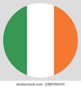 The flag of Ireland. Button flag icon. Standard color. Circle icon flag. Computer illustration. Digital illustration. Vector illustration.