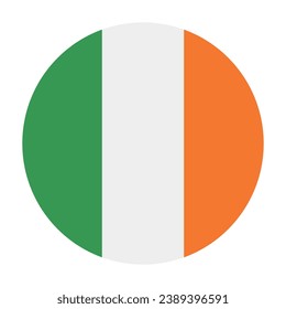 The flag of Ireland. Button flag icon. Standard color. Circle icon flag. Computer illustration. Digital illustration. Vector illustration.