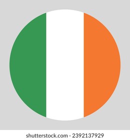 Die Flagge Irlands. Button-Flag-Symbol. Standardfarbe. Circle Icon Flag. Computergrafik. Digitale Illustration. Vektorgrafik.
