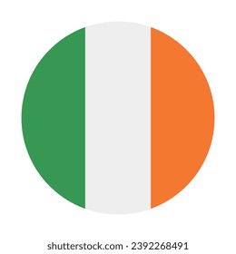 Die Flagge Irlands. Button-Flag-Symbol. Standardfarbe. Circle Icon Flag. Computergrafik. Digitale Illustration. Vektorgrafik.