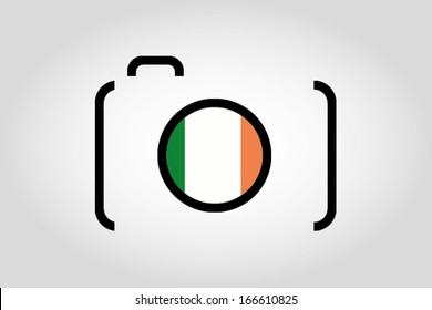 The flag of Ireland in a Camera Lens
