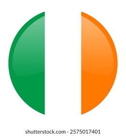 Flag of Ireland. Circle icon flag button isolated on transparent background.Vector symbol graphic illustration.