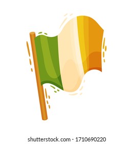 Flag of Ireland as Feast of Saint Patrick Symbol Vector Illustration