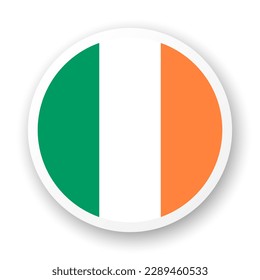 Flag of Ireland flat icon. Round vector element with shadow underneath. Best for mobile apps, UI and web design.