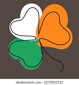 The flag of Ireland in the form of a clover. Isolated vector illustration. Vintage St. Patrick's Day greeting card.