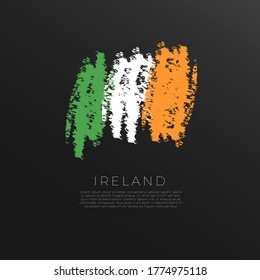 Flag of Ireland in Grunge Brush Stroke : Vector Illustration