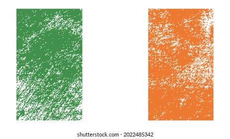 Flag of Ireland. Grunge, scratch and old style flag vector Illustration