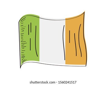 Flag of Ireland. Hand drawing - Vector illustration