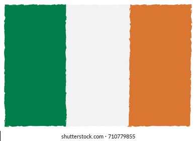Flag of Ireland. Hand Painted with Brush. Vector Illustration.