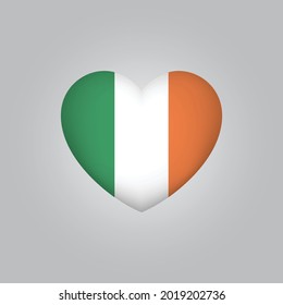 Flag of Ireland in heart. Irish flag vector. Love Ireland symbol