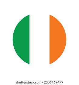 The flag of Ireland. Flag icon. Standard color. Round flag. Computer illustration. Digital illustration. Vector illustration.