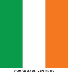 The flag of Ireland. Flag icon. Standard color. Square flag. Computer illustration. Digital illustration. Vector illustration.