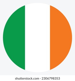 The flag of Ireland. Flag icon. Standard color. Round flag. Computer illustration. Digital illustration. Vector illustration.