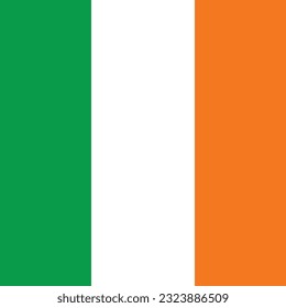 The flag of Ireland. Flag icon. Standard color. A square flag. Computer illustration. Digital illustration. Vector illustration.
