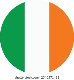 The flag of Ireland. Flag icon. Standard color. Circle icon flag. 3d illustration. Computer illustration. Digital illustration. Vector illustration.